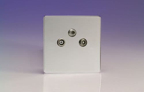 Varilight XEC3RTVS Euro Polished Chrome 3 Gang Radio/TV/Satellite Termination Socket