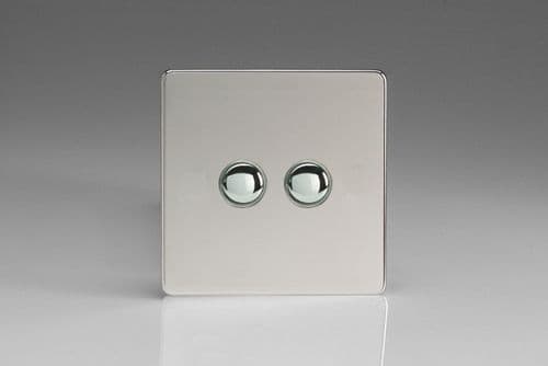 Varilight XECP2S Euro Polished Chrome 2 Gang 6A 1 or 2 Way Push-On/Off Impulse Switch