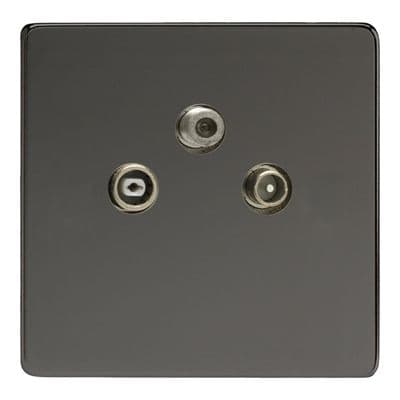 Varilight XEI3RTVS Euro Iridium Black 3 Gang Radio/TV/Satellite Termination Socket
