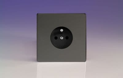 Varilight XEI4FB Euro Iridium Black 1 Gang 16A Flush Socket with Pin Earth
