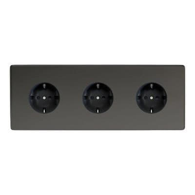 Varilight XEI555FB Euro Iridium Black 3 Gang 16A Flush Socket with Schuko Earth
