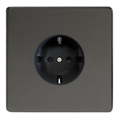 Varilight XEI5FB Euro Iridium Black 1 Gang 16A Flush Socket with Schuko Earth
