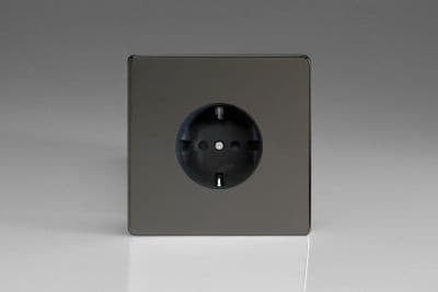 Varilight XEI5FB Euro Iridium Black 1 Gang 16A Flush Socket with Schuko Earth