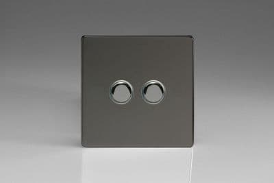 Varilight XEIP2S Euro Iridium Black 2 Gang 6A 1 or 2 Way Push-On/Off Impulse Switch