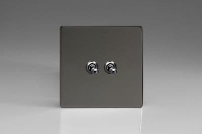 Varilight XEIT2S Euro Iridium Black 2 Gang 10A 1 or 2 Way Toggle Light Switch