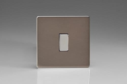 Varilight XER1S Euro Pewter 1 Gang 10A 2-Way & Off Retractive Light Switch