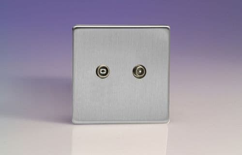 Varilight XES2RTVS Euro Brushed Steel 2 Gang Radio/TV Termination Socket