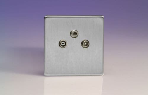 Varilight XES3RTVS Euro Brushed Steel 3 Gang Radio/TV/Satellite Termination Socket