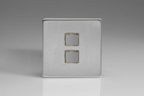 Varilight XESD2S European Brushed Steel 2 Gang Keystone Data Plate