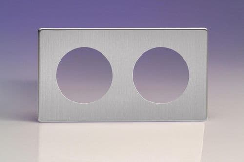 Varilight XESG2S Euro Brushed Steel VariGrid 2 Gang Plate to fit Z1E products