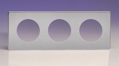 Varilight XESG3S Euro Brushed Steel VariGrid 3 Gang Plate to fit Z1E products