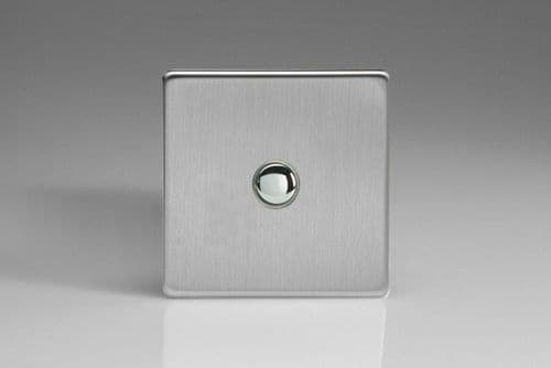 Varilight XESP1S Euro Brushed Steel 1 Gang 6A 1 or 2 Way Push-On/Off Impulse Switch