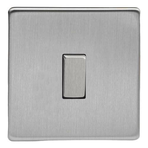 Varilight XESR1S European Brushed Steel 1 Gang 6A 1 Way Push-to-Make Retractive Switch