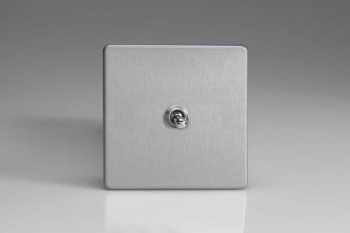 Varilight XEST1S Euro Brushed Steel 1 Gang 10A 1 or 2 Way Toggle Light Switch