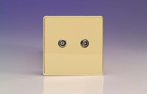 Varilight XEV2RTVS Euro Polished Brass 2 Gang Radio/TV Termination Socket