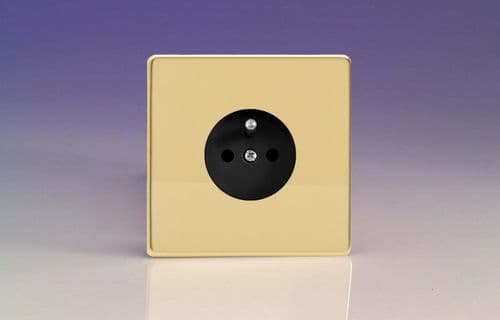 Varilight XEV4FB Euro Polished Brass 1 Gang 16A Flush Socket with Pin Earth