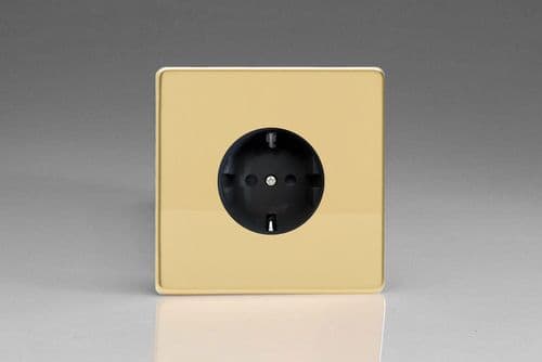 Varilight XEV5FB Euro Polished Brass 1 Gang 16A Flush Socket with Schuko Earth
