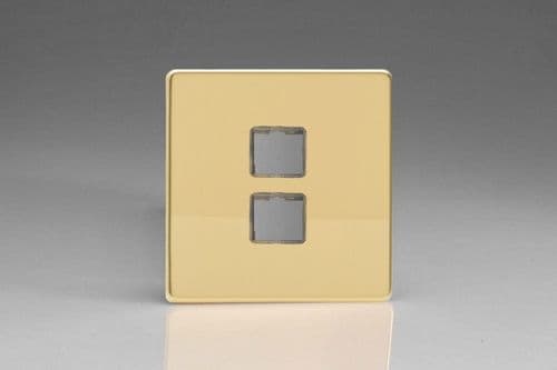 Varilight XEVD2S European Polished Brass 2 Gang Keystone Data Plate