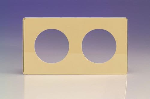 Varilight XEVG2S Euro Polished Brass VariGrid 2 Gang Plate to fit Z1E products