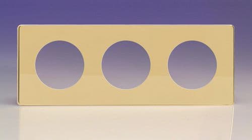 Varilight XEVG3S Euro Polished Brass VariGrid 3 Gang Plate to fit Z1E products