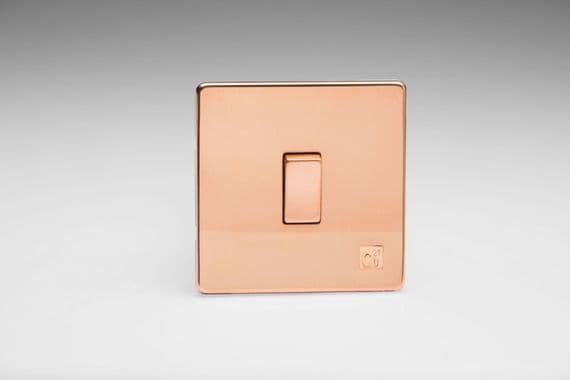 Varilight XEY1S.AC European Cu29 Raw Copper 1 Gang 10A 2 Way Rocker Light Switch