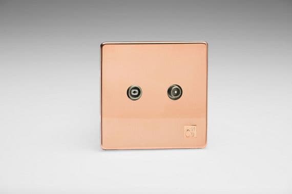 Varilight XEY2RTVS.AC European Cu29 Raw Copper 2 Gang Radio/TV Termination Socket