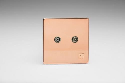 Varilight XEY2RTVS.AC European Cu29 Raw Copper 2 Gang Radio/TV Termination Socket