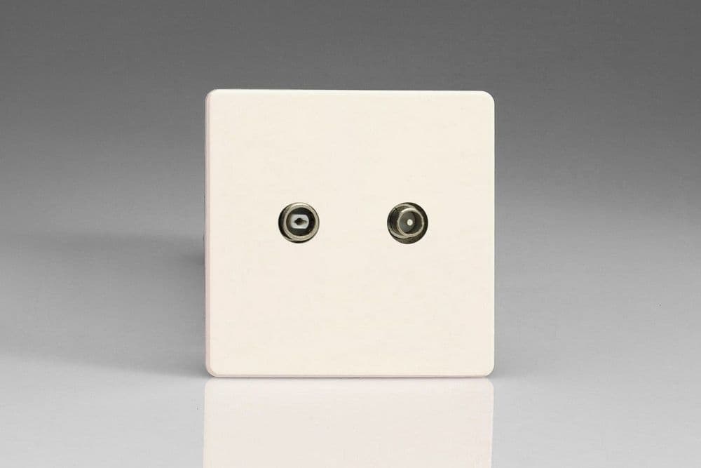 Two Band Radiall Socket Varilight XEY2RTVS MW European Matt White 2 Gang Radio/TV Termination ...