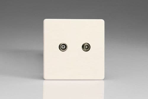 Varilight XEY2RTVS.MW European Matt White 2 Gang Radio/TV Termination Socket