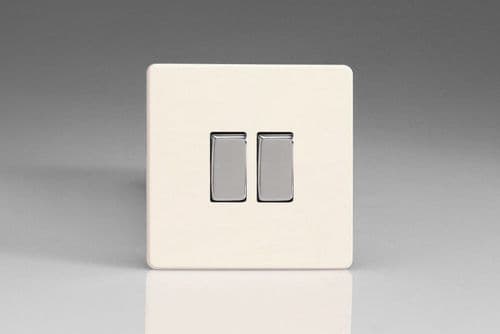 Varilight XEY2S.MW European Matt White 2 Gang 10A 2 Way Rocker Light Switch