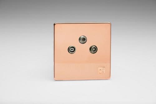 Varilight XEY3RTVS.AC European Cu29 Raw Copper 3 Gang Radio/TV/Satellite Termination Socket