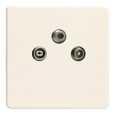 Varilight XEY3RTVS.MW European Matt White 3 Gang Radio/TV/Satellite Termination Socket