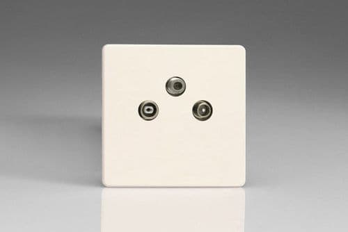 Varilight XEY3RTVS.MW European Matt White 3 Gang Radio/TV/Satellite Termination Socket