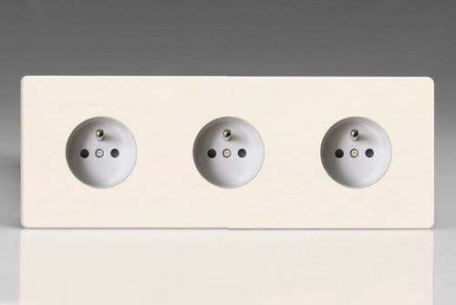 Varilight XEY444FW.MW European Matt White 3 Gang 16A Flush Socket Pin Earth