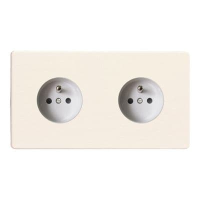 Varilight XEY44FW.MW European Matt White 2 Gang 16A Flush Socket Pin Earth