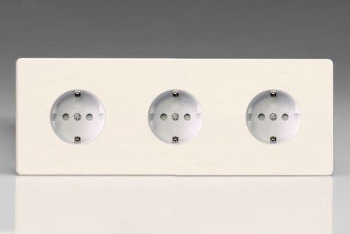 Varilight XEY555FW.MW European Matt White 3 Gang 16A Flush Socket Schuko Earth