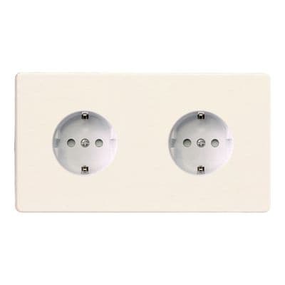 Varilight XEY55FW.MW European Matt White 2 Gang 16A Flush Socket Schuko Earth