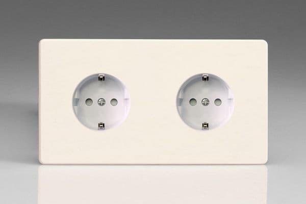Varilight XEY55FW.MW European Matt White 2 Gang 16A Flush Socket Schuko Earth