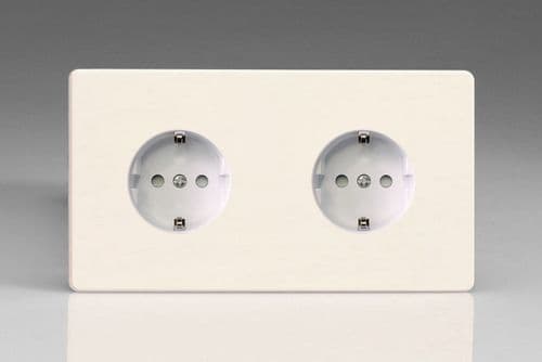 Varilight XEY55FW.MW European Matt White 2 Gang 16A Flush Socket Schuko Earth