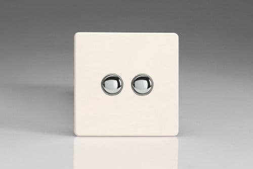 Varilight XEYM2S.MW European Matt White 2 Gang 6A 1-Way Push-to-Make Momentary Switch