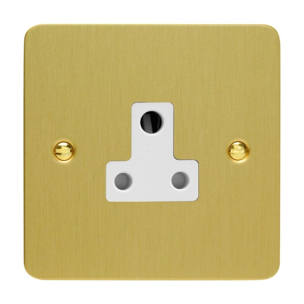 Varilight XFBRP5AW Ultraflat Brushed Brass 1 Gang 5A Round Pin Plug Socket