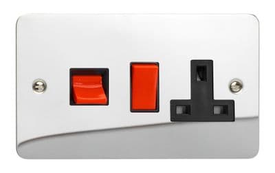Varilight XFC45PB Ultraflat Polished Chrome 45A DP Cooker Switch + 13A Switched Socket