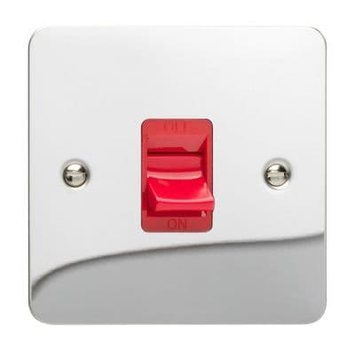 Varilight XFC45S Ultraflat Polished Chrome 45A DP Cooker Switch Single Plate
