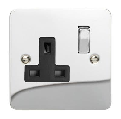 Varilight XFC4DB Ultraflat Polished Chrome 1 Gang 13A DP Single Switched Plug Socket