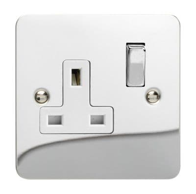Varilight XFC4DW Ultraflat Polished Chrome 1 Gang 13A DP Single Switched Plug Socket
