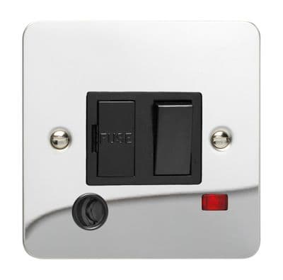Varilight XFC6FONB Ultraflat Polished Chrome 1 Gang 13A Switched Fused Spur + Neon + Flex Outlet