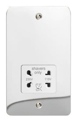 Varilight XFCSSW Ultraflat Polished Chrome Dual Voltage Shaver Socket 230V/115V