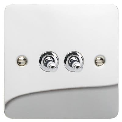 Varilight XFCT77 Ultraflat Polished Chrome 2 Gang 10A Intermediate Toggle Switch