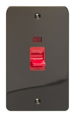 Varilight XFI45N Ultraflat Iridium Black 45A DP Cooker Switch Vertical Twin Plate + Neon