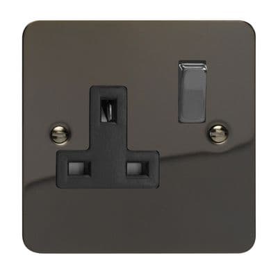 Varilight XFI4DB Ultraflat Iridium Black 1 Gang 13A DP Single Switched Plug Socket